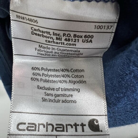 Carhartt Force Relaxed Fit 1/4 Zip Pullover Mens Size Medium Blue Pocket Logo - Picture 8 of 11